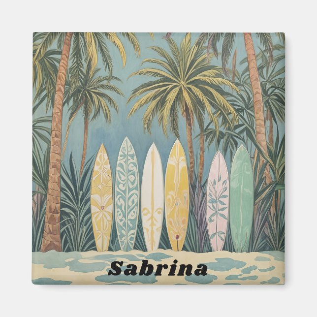 Surf's Up, Pastel Style Personalized Magnet (Front)