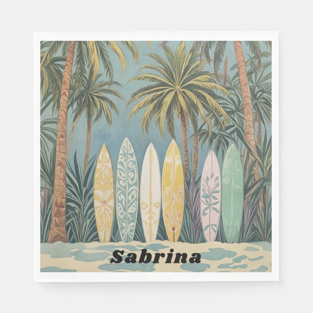 Surf's Up, Pastel Style Personalized Napkin (Front)