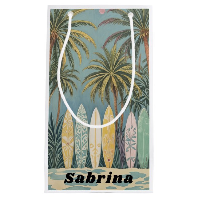 Surf's Up, Pastel Style Personalized Small Gift Bag (Front)