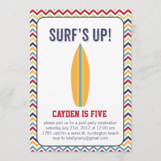 Surfs Up. Pool Party Invitation