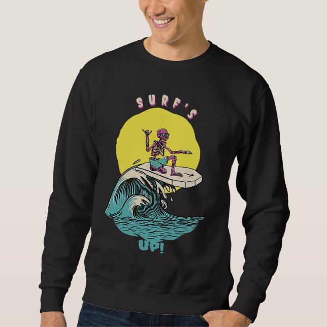 Surf's Up  Retro Surfer Present Sweatshirt (Front)
