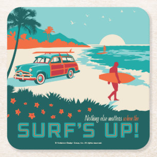 Surf's Up Square Paper Coaster