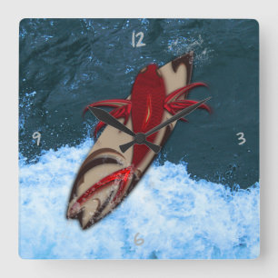 Surf's Up Square Wall Clock