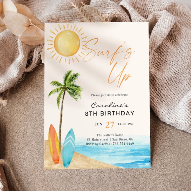 Surf's Up Summer Beach Birthday Party Invitation (Creator Uploaded)