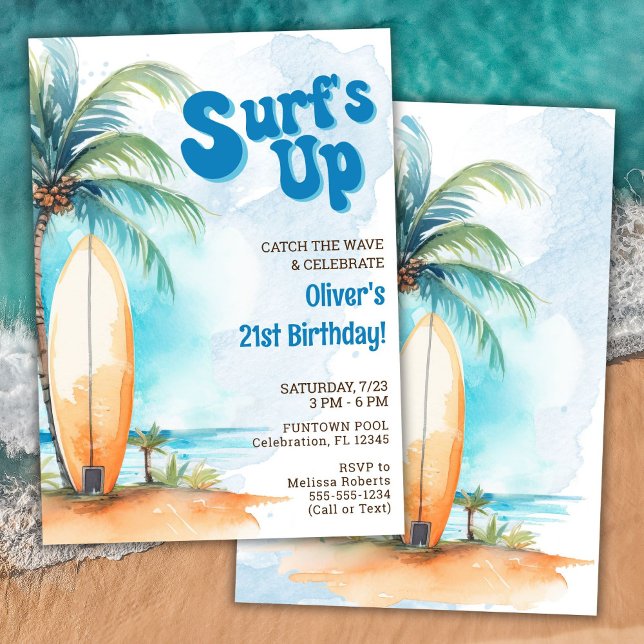Surf's Up Summer Beach Birthday Party Invitation (Creator Uploaded)