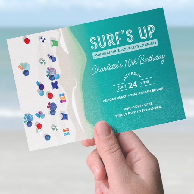 Surf's Up Summer Beach Party Birthday Invitation (Creator Uploaded)