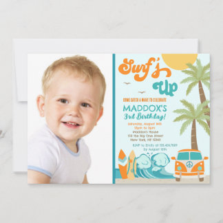 Surf's up Surf Beach Surfs Birthday Invitation