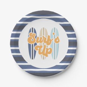 Surf's Up Surfboard Beach Birthday Paper Plates