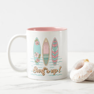 Surfs Up Surfboard Beach Mug 