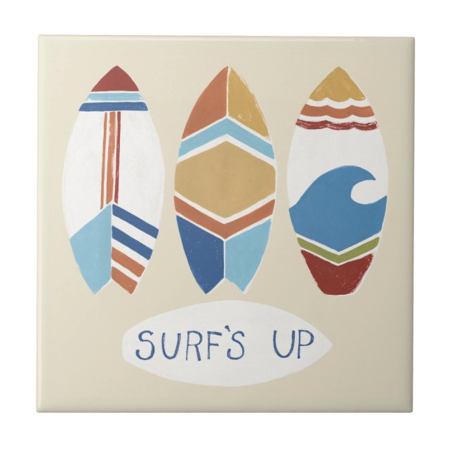 Surf's Up! Surfboards Ceramic Tile (Front)