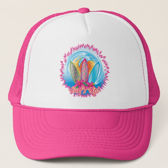 Surf's Up - Surfer Girl Trucker Hat (Front)