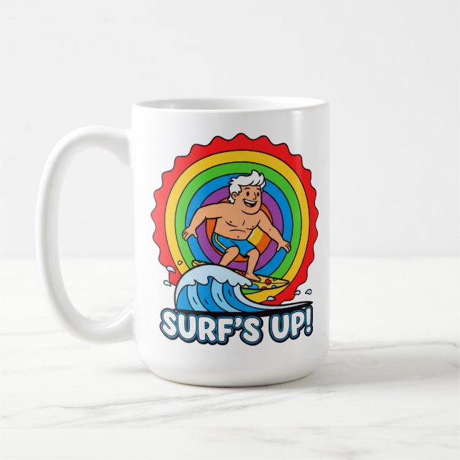 Surf's Up Surfing Coffee Mug (Left)