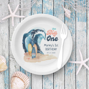 Surf's Up   The Big One Beach Baby 1st Birthday Paper Plate