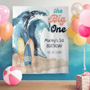 Surf's Up   The Big One Beach Baby 1st Birthday Tapestry