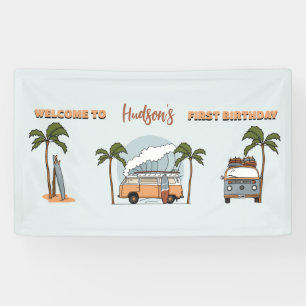 Surf's Up The Big One Surf First Birthday Banner