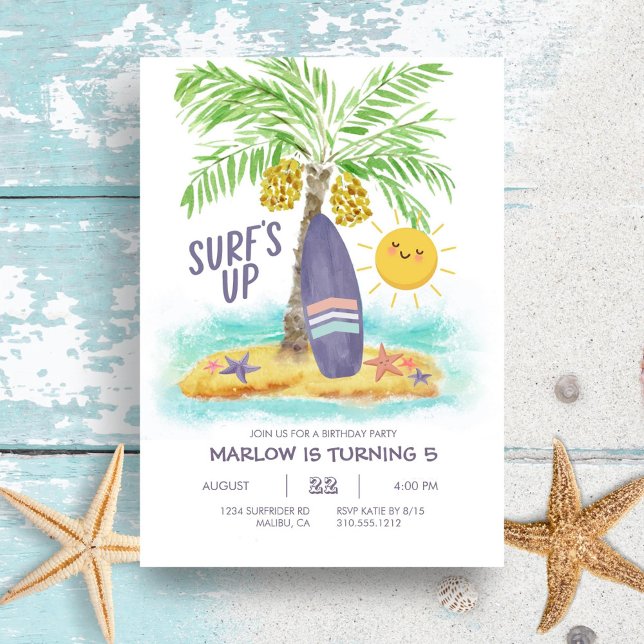 Surf's Up Tropical Beach Birthday Party Invitation (Creator Uploaded)
