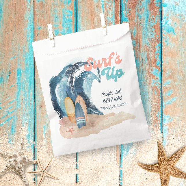 Surf's Up | Tropical Beach Surfing Birthday  Favour Bag (Creator Uploaded)