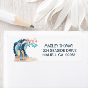 Surf's Up   Tropical Beach Wave Return Address Label