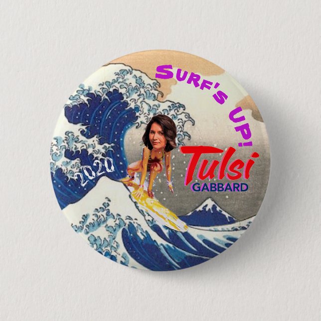 Surf's Up! Tulsi 2020 6 Cm Round Badge (Front)