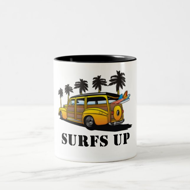 surfs up Two-Tone coffee mug (Center)