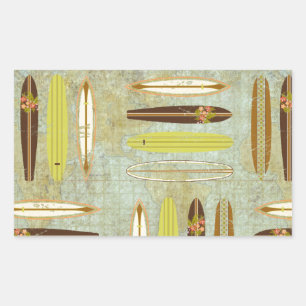 Surf's up! Vintage, distressed surfboard design Rectangular Sticker