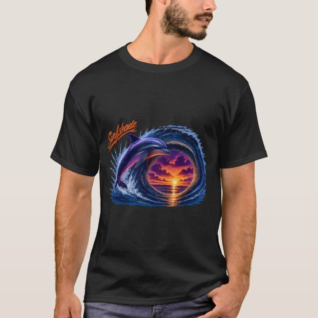 Surfshade Dolphin Sunset Wave Shirt | Tropical Coa (Front)