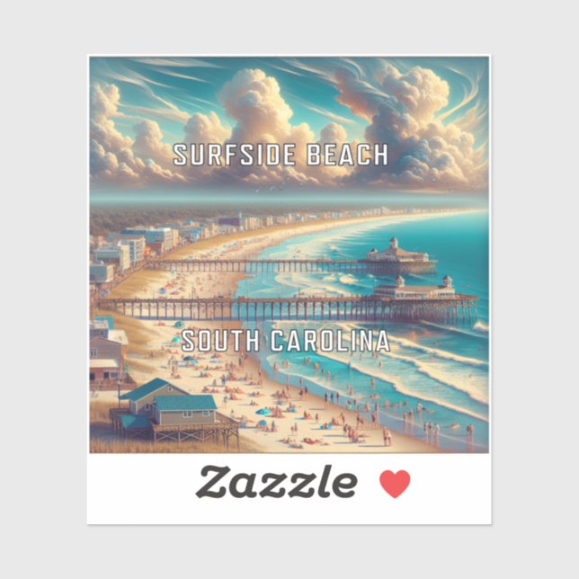 Surfside Beach South Carolina 3 Inch Vinyl Sticker (Sheet)