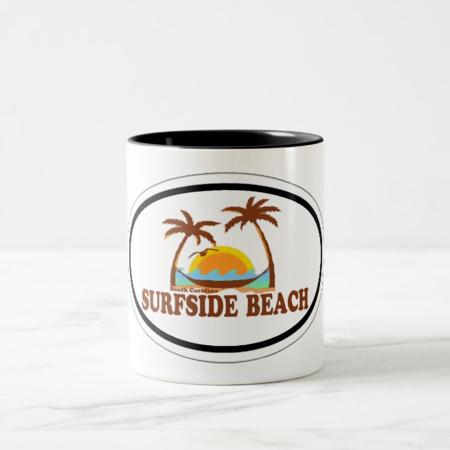 Surfside Beach. Two-Tone Coffee Mug (Center)