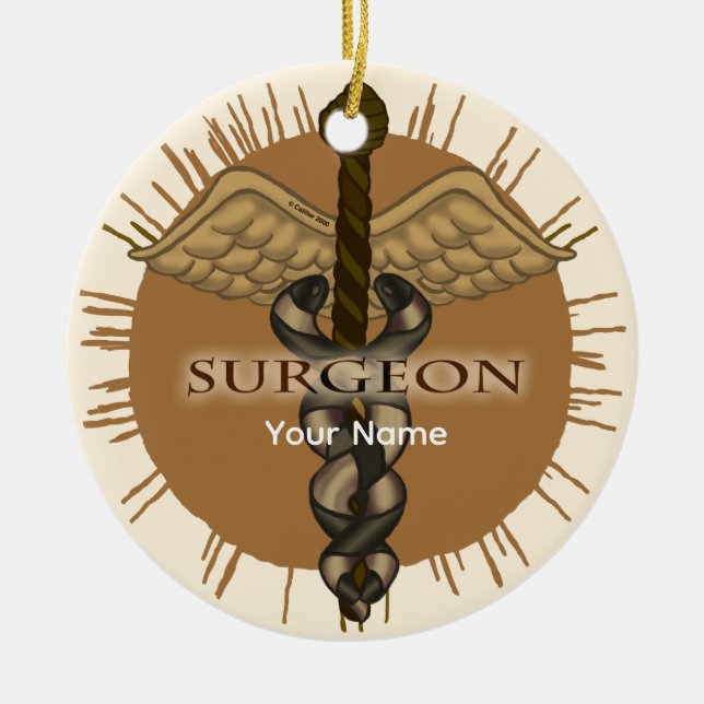 Surgeon Caduceus Premium Square Ornament (Front)