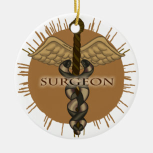 Surgeon Caduceus Premium Square Ornament