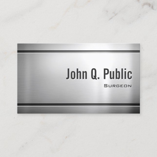 Surgeon - Cool Stainless Steel Metal Business Card (Front)