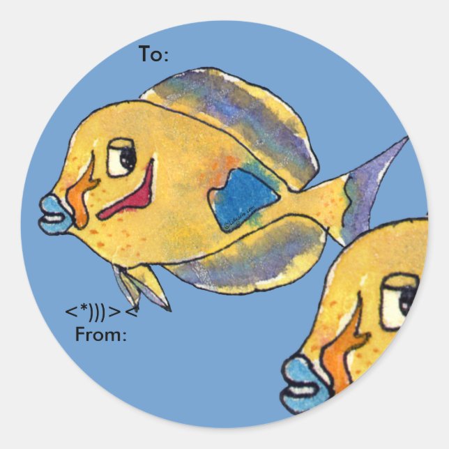 Surgeon Fish Tang Cartoon Fish Personalised Labels (Front)