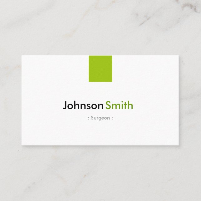 Surgeon - Simple Mint Green Business Card (Front)