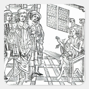 Surgeon visits a man with arrow wounds, from 'Das Square Sticker
