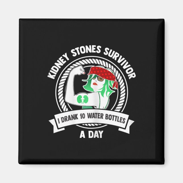 Surgery Gift - Flexing Woman Kidney Stones Survivo Magnet (Front)