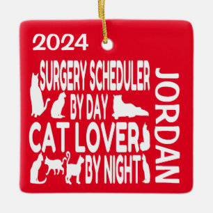 Surgery Scheduler Loves Cats CUSTOM Ceramic Ornament