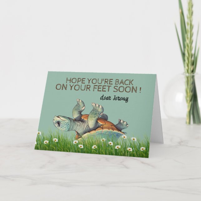 surgery support- back on feet - Get well soon  Thank You Card (Front)