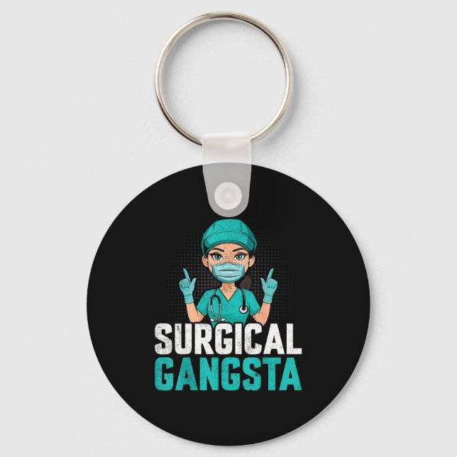 Surgical Gangsta Surgical Tech Technologist Scrub  Key Ring (Front)