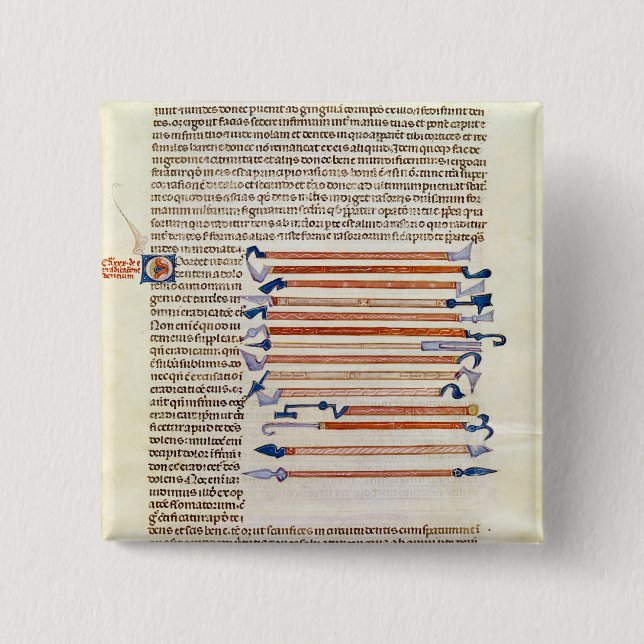 Surgical instruments from a treatise 15 cm square badge (Front)