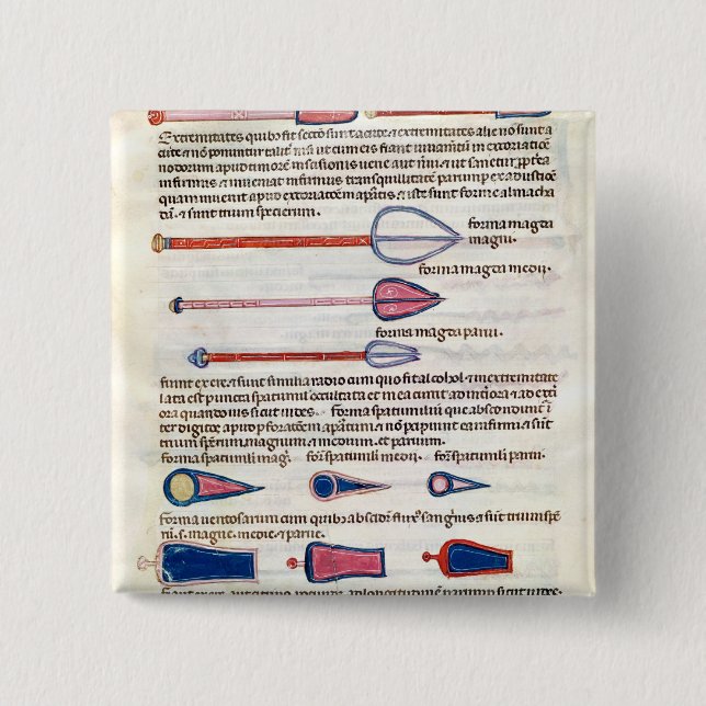 Surgical instruments from a treatise 15 cm square badge (Front)