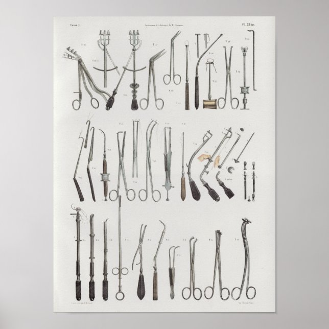 Surgical Medical Instruments Vintage Anatomy Print (Front)