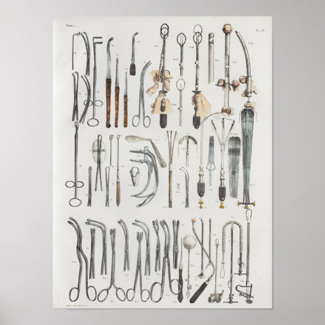Surgical Medical Instruments Vintage Anatomy Print (Front)