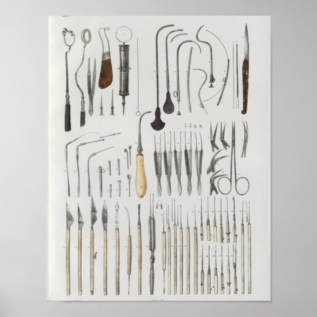 Surgical Medical Instruments Vintage Anatomy Print (Front)