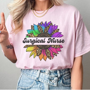 Surgical Nurse Profession Rainbow Sunflower  T-Shirt