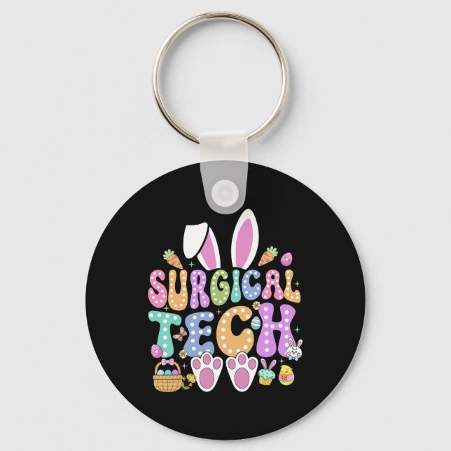 Surgical Tech Happy Easter Day Bunny Surg Technici Key Ring (Front)