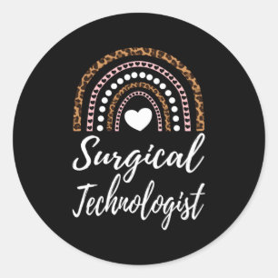 Surgical Tech Leopard Rainbow Surgical Technologis Classic Round Sticker