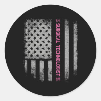 Surgical Technologist Us Flag Classic Round Sticker