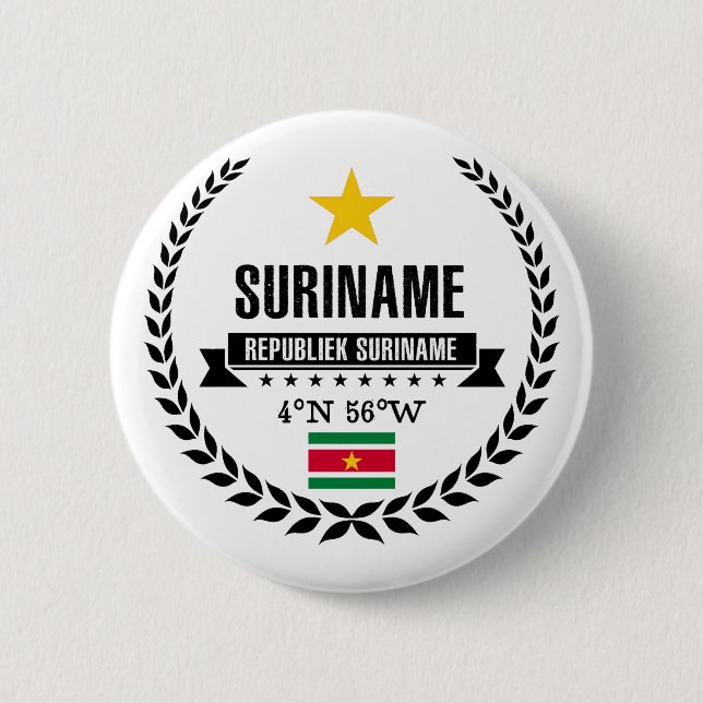 Suriname 6 Cm Round Badge (Front)