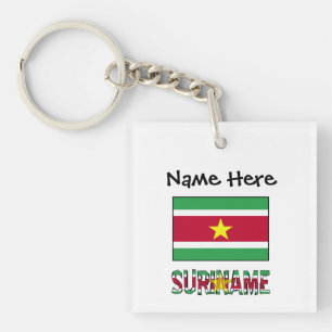 Suriname and Surinamese Flag Personalised Key Ring