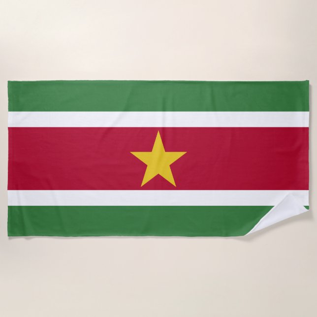 Suriname Flag Beach Towel (Front)
